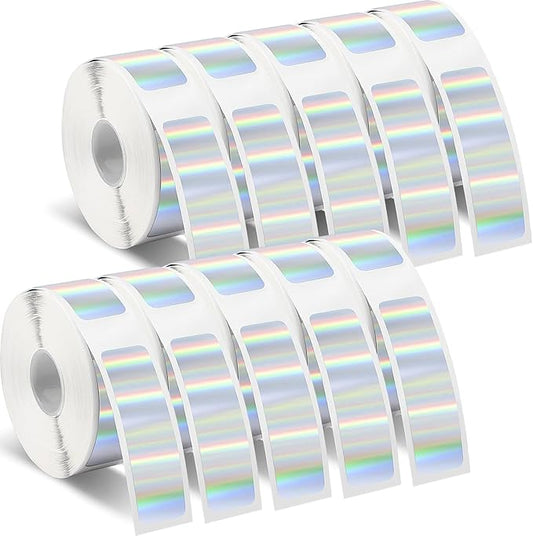 1600 Pcs Label Tapes 12 x 40 mm Laminated Stickers Replacement Compatible with D30 Portable Label Printer Tapes for Office 160 pcs/roll (Holographic Silver)
