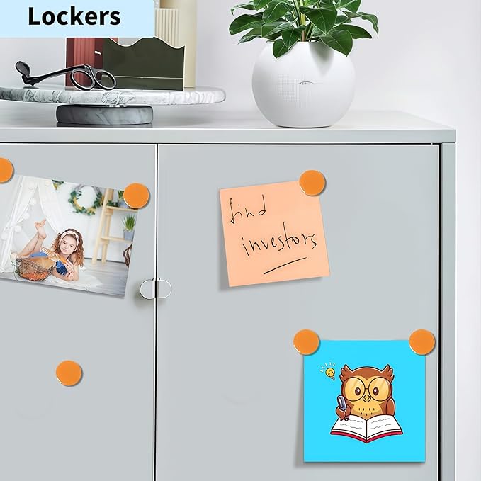 Fridge Magnets, 30 Pack Small Strong Heavy Duty Magnets, Decorative Mini Cute Round Refrigerator Magnets for Whiteboard, Craft, Fridge, Locker, Classroom, Office, School & Kitchen (Orange)