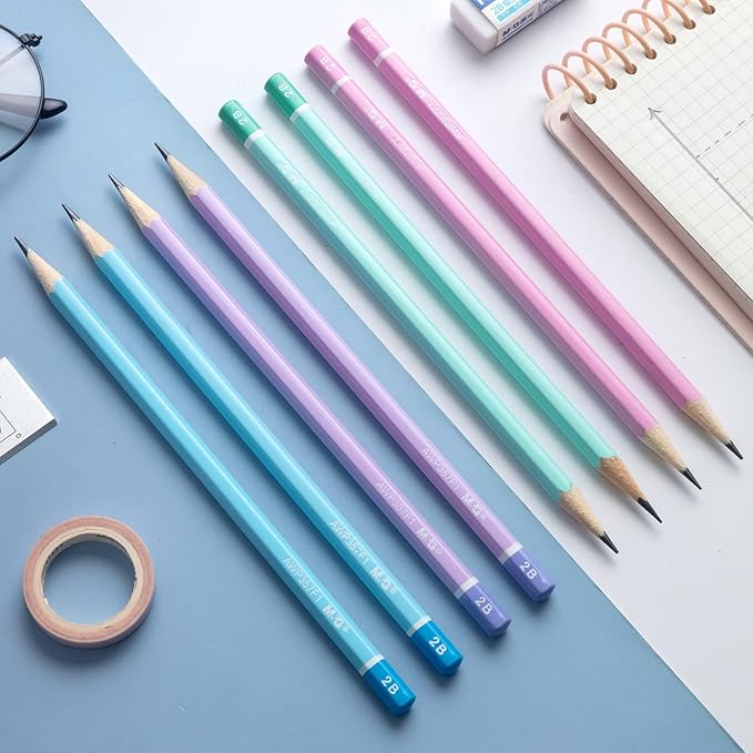 M&G 30 Pcs Hexagon Colored Pencils for Kids, Multicolor 2B Unsharpened Pencils Graphite Wood Pencils with smooth writing for School, Office Supplies, Painting, Sketching, Weddings, Party