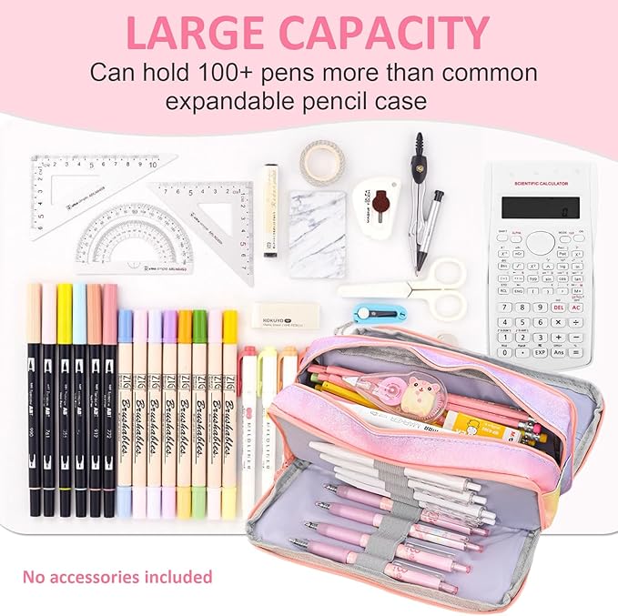 Large Pencil Case for Girls, Big Capacity Pencil Pouch for Kids Rainbow Pencil Case Organizer Cute Pencil Box Pen Bag for Student Office Back to School Supplies