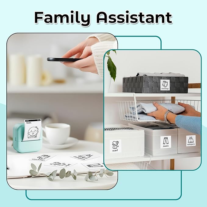 Sticker Printer, Mini Printer, Mini Sticker Printer Compatible with Phone & Tablet, Print Pod with Stickers, M02L Print Pods Mini Printer for School Notes, Scrapbook, Anatomical Diagram