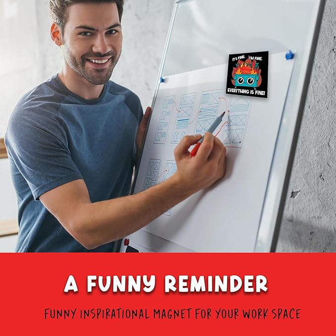 Dumpster Fire Everything is Fine Magnet for Workspace Decor - Suitable for Home, Desks, Lockers, and College Spaces - Ideal Gift for Friends, Coworkers & Family Members