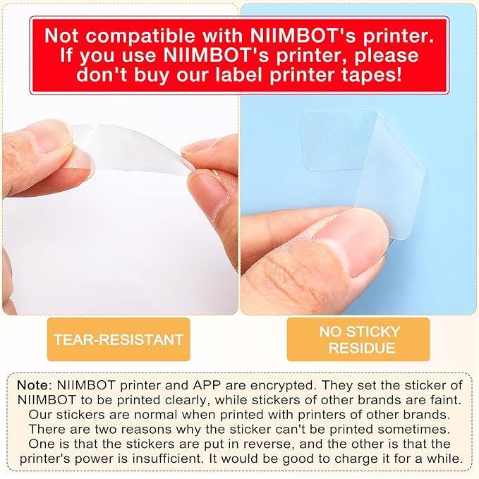 1600 Pcs Label Tapes 12 x 40 mm Laminated Stickers Replacement Compatible with D30 Portable Thermal Label Paper Printer Tapes Refill for Office 160 Pcs/roll (Clear)
