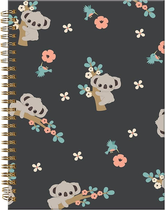 Spiral Journal Notebook,A5 Hardcover Lined Journals for Women Girl 6 x 8.3 in,120 Pages Thick Paper,Cute College Ruled Writing Notebook for Gifts Office Work School(Koala And Flowers)