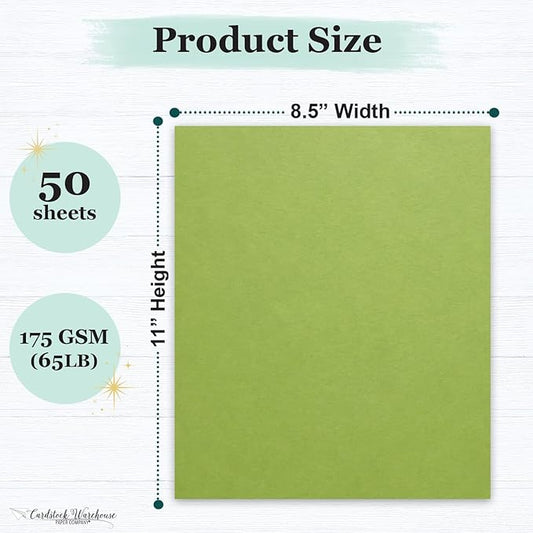 Cardstock Warehouse Pop-Tone Sour Apple Green Cardstock Paper – 50 Sheets, 8.5 x 11" - 65 lb / 175 GSM Premium Green Card Stock for Die-cutting, Crafts, Printing, Card Making and DIY Projects