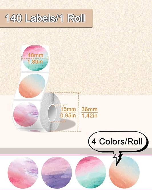 2 inch Round Thermal Labels for T50M/M110/M106/M120/M220/M260 Label Maker, Thermal Printer Labels for Barcode, Shipping, Customized, Circle Direct Thermal Stickers 140 PCS/1 Roll, Nebula