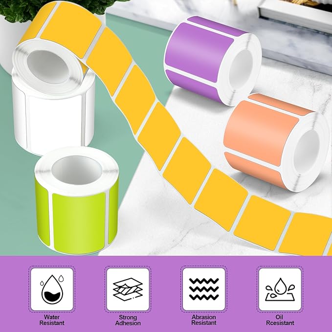 Ctosree 12 Rolls Printer Labels Adhesive Thermal Paper Waterproof Thermal Label Stickers Compatible with Phomemo M110 M221 M220 M120 M200 M110s Printer(Rainbow Colors,1.18 x 1.57 Inch)