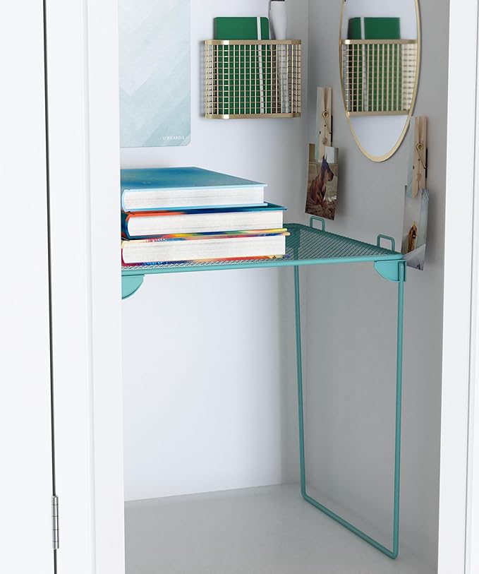 U Brands Blue Chevron Locker Accessory Kit, with Clothespin Magnets, Mirror, Whiteboard, Marker, Organizer, Shelf