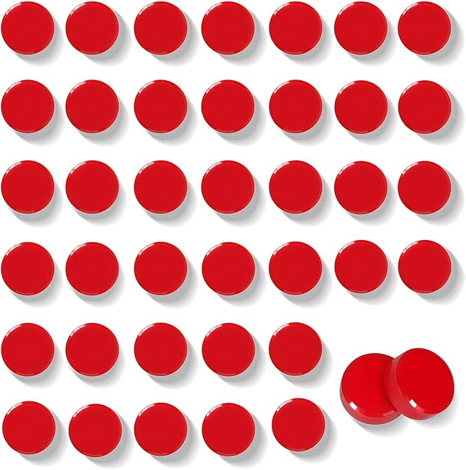 Fridge Magnets - 40Pcs Cute Mini Refrigerator Magnets for Classroom Organization, Kitchen Memo & Office Decor, Round Small Strong Heavy Duty Magnets for Whiteboards Fridge Adults Locker (Red)