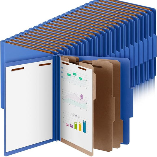 48 Pcs Classification Folders Letter Size, 3 Divider Pressboard File Folder with Fasteners, Expanding File Organizer Bulk for Teachers, Clergy, Office, Church, Christmas Donations (Dark Blue)