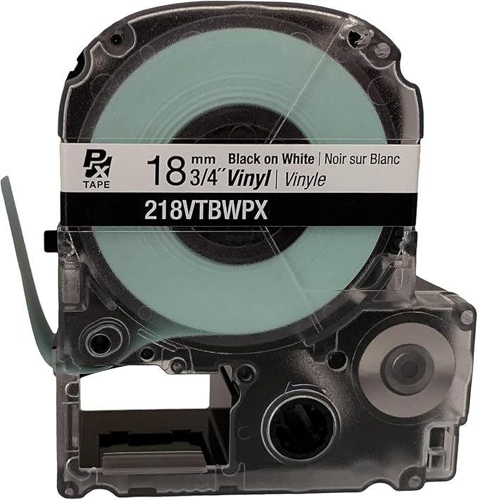 Epson LABELWORKS 224VTBWPX-5PK Genuine Tape Cartridge - 5 Unit Pack of Black on White Flexible and Durable Vinyl Industrial Label Maker Tape - 1" (24MM) Wide, 22.9 ft - 5 Pack