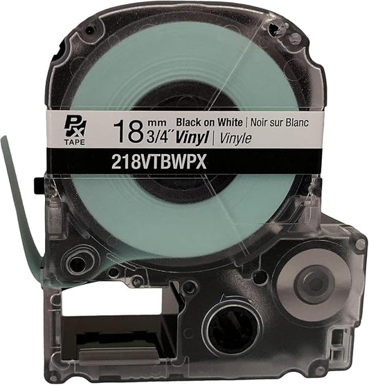 Epson LABELWORKS 224VTBWPX-5PK Genuine Tape Cartridge - 5 Unit Pack of Black on White Flexible and Durable Vinyl Industrial Label Maker Tape - 1" (24MM) Wide, 22.9 ft - 5 Pack