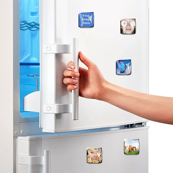 6PCS 50MM Square Picture Magnets Photo Custom Fridge Magnet Personalized Refrigerator Magnets for Whiteboard Decorative Funny Magnets for Kitchen Office