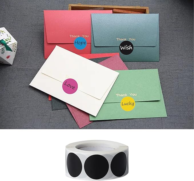 1000 Pieces 1 Inch Round Color Coding Labels Writable Circle Dot Labels Self Adhesive Color Round Stickers for Inventory Home Organize, File Classification(2 Rolls, Black)