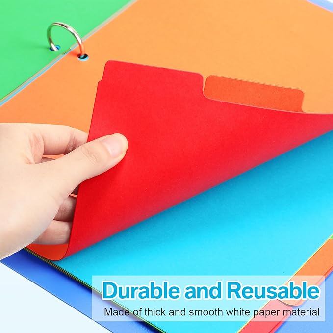 Thenshop 200 Pieces 3 Ring Binder Dividers with Tabs Bulk 40 Sets 5 Tab Dividers for 3 Ring Binders Letter Size(Mix Color)