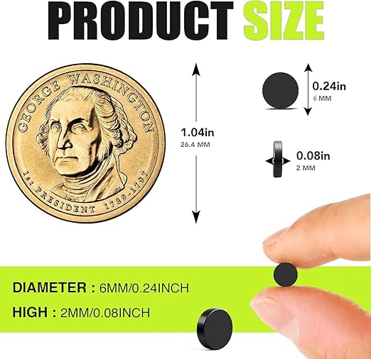 Small Magnets, 120Pack Black Refrigerator Magnets 6x2mm Rare Earth Magnets Neodymium Magnets for Crafts, Whiteboard, Kitchen Cabinet