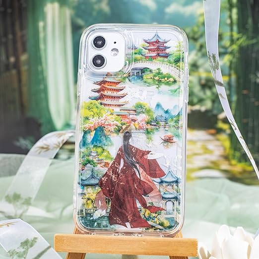 6 Rolls Garden Courtyard Landscape PET Tape Set, Pre-Cut Scenery Stickers for Journaling, Scrapbooking, and DIY Crafts, with Decorative Clip