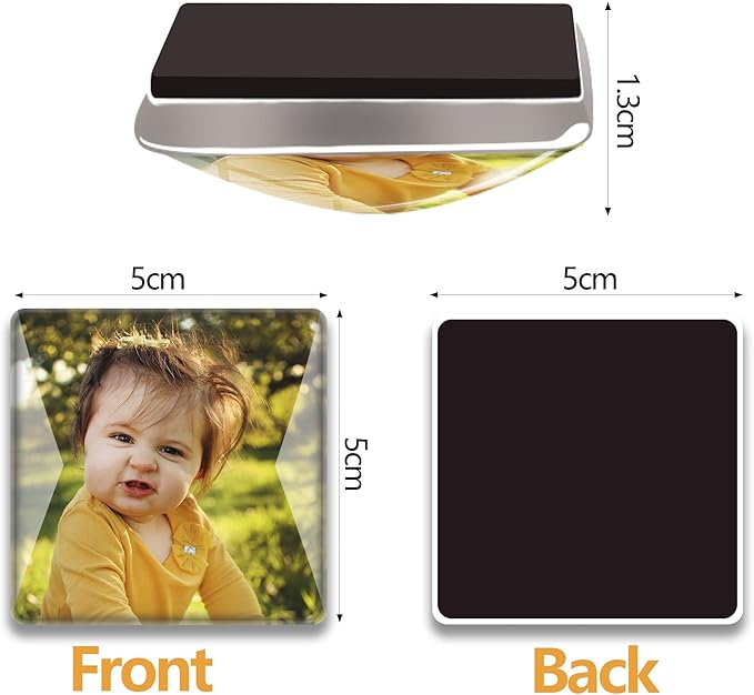 6PCS 50MM Square Picture Magnets Photo Custom Fridge Magnet Personalized Refrigerator Magnets for Whiteboard Decorative Funny Magnets for Kitchen Office