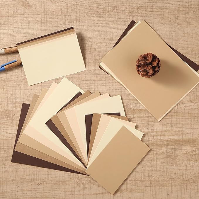 50 Sheets Colored Cardstock Paper 5 Colors, 250 GSM Heavy Card Stock for DIY Art Projects, Cards (Brown, 5x7)