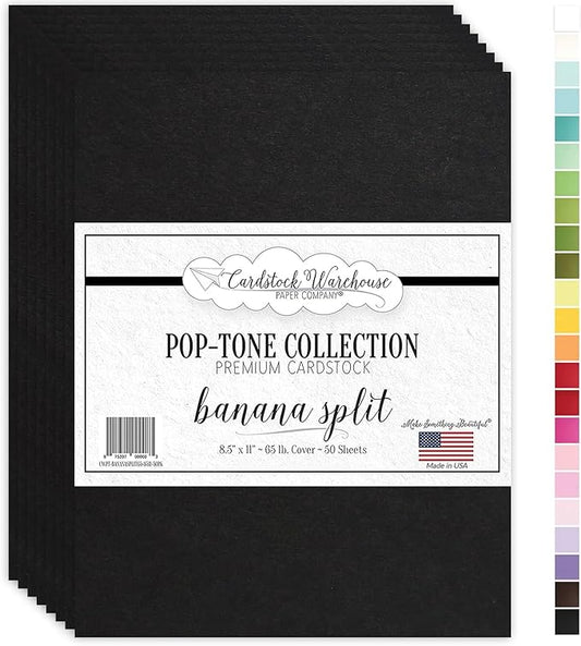 Cardstock Warehouse Pop-Tone Black Licorice Cardstock Paper – 50 Sheets, 8.5 x 11" - 65 lb / 175 GSM Premium Black Card Stock for Die-cutting, Crafts, Printing, Card Making and DIY Projects