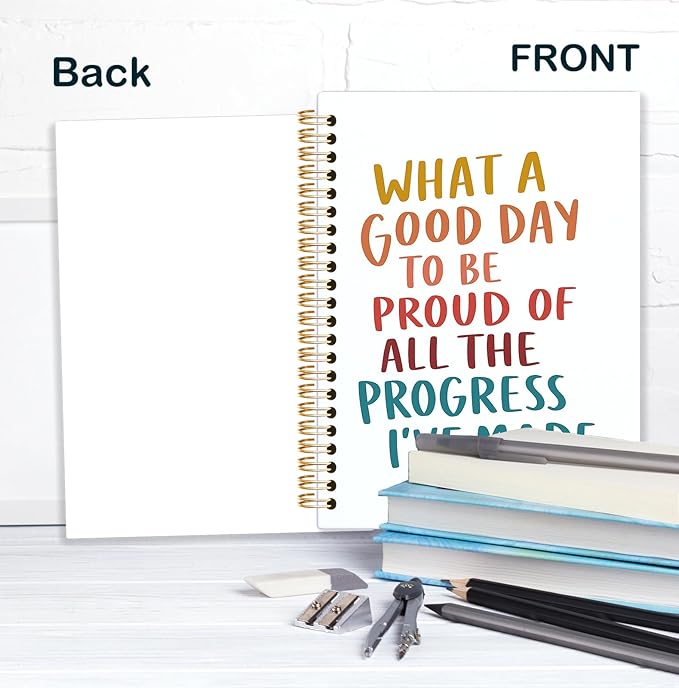 KRHFG Inspirational Spiral Notebook, Positive Affirmation Self Love Notebook for Note Taking, What a Good Day to be Proud of Motivational Quote Journals, Inspirational Office Supplies, 5.5x8.3 Inch