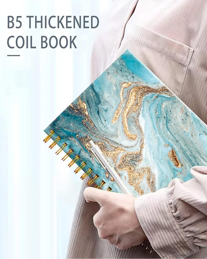 iampanda Spiral Journal Notebook,Cool Strong Twin-Wire Binding with Premium Paper for Girl Women,60 Sheets A5 College Ruled Notebook/Journal,Perfect for School Office Home Gifts,Chic Gold Marble