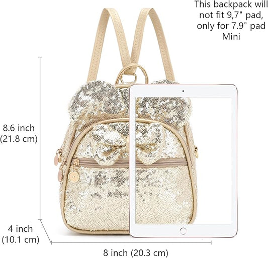KL928 Girls Bowknot Polka Dot Cute Mini Backpack Small Daypacks Convertible Shoulder Bag Purse for Women