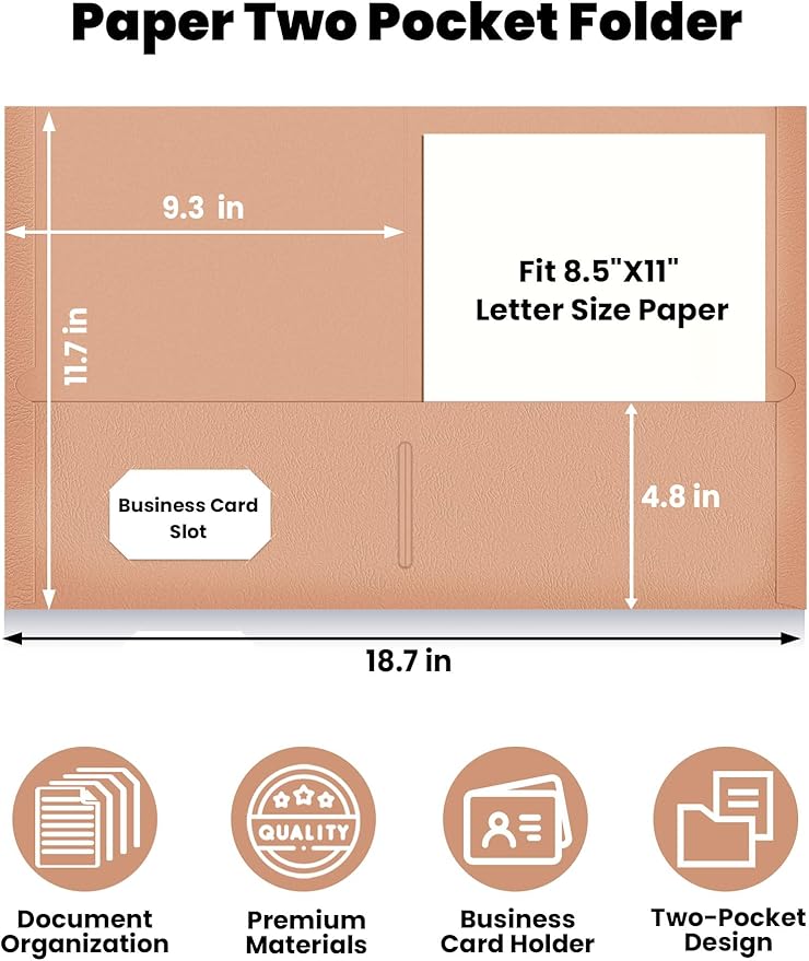 SUNEE Folders with Pockets (25 Pack, Pastel Colors), 2 Pocket Folders Fit Letter Size Paper, Paper File Folder for School Office Home Business