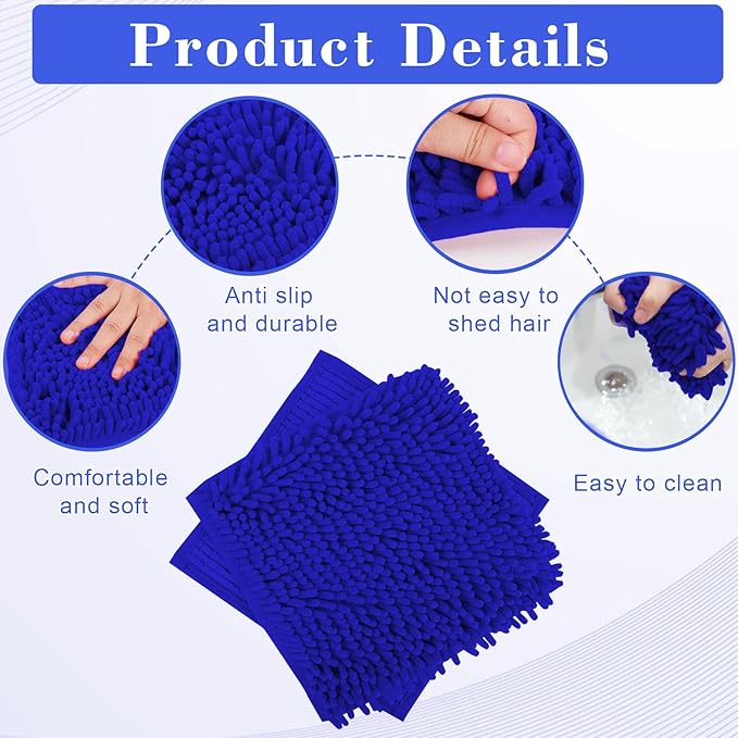 Locker Rug School Rugs Carpet Chenille 100% Microfiber Locker Carpet with Non Skid Backing Locker Decorations (Blue, 10x10Inches)