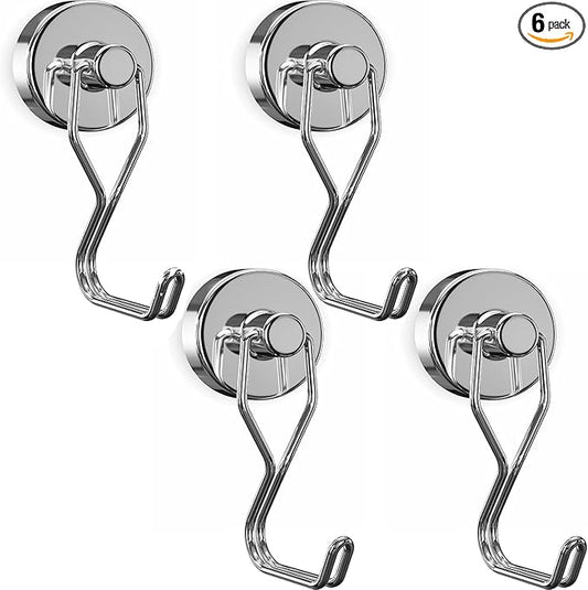 Tohoer Magnetic Hooks, 100LBS Neodymium Magnets Hook Heavy Duty with Rust Proof for Fridge, Refrigerator, Oven, Grill, BBQ, Key, Tools Holder, Kitchen, Outdoor, Hanging Wreaths, Utensil Hangers