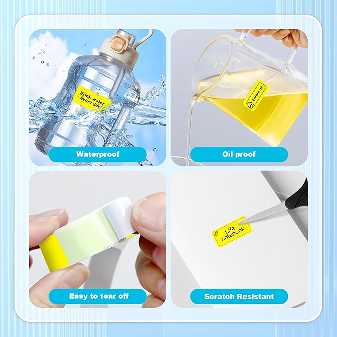 PARLAIM Label Maker Tape,Thermal Label 0.55"X1.18" (14mm X 30mm) 210 Labels/Roll,Thermal Sticker Compatible with D30 Label Printer,Self-Adhesive Label Tape for for Home Office Small Business (Yellow)