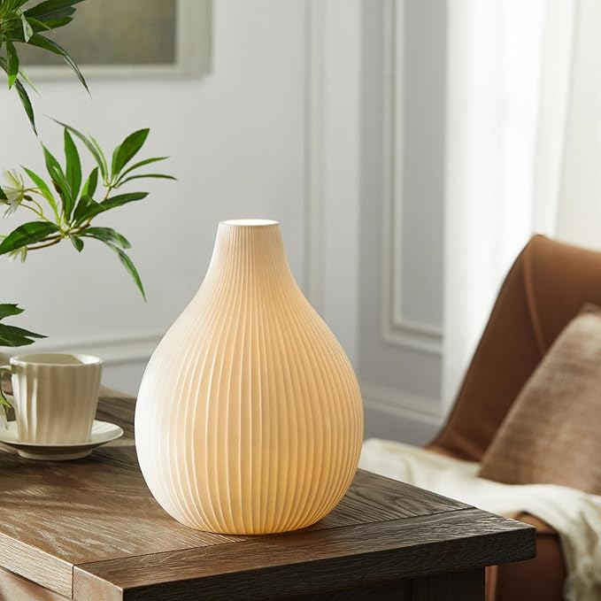 RONDURE 11.0" Modern Ceramic Table Lamp, Modern Bedside Lamps for Bedroom, Living Room and Nightstand, White Translucent Ceramic Shade, Warm Ambient Lighting, Home Decor