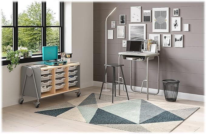 Safco Products AlphaBetter 2.0 Height Adjustable Student Desk with Swinging Footrest Bar and Book Box, Sit to Stand, 22"-30" with Dry Erase Classroom and Home School Desk