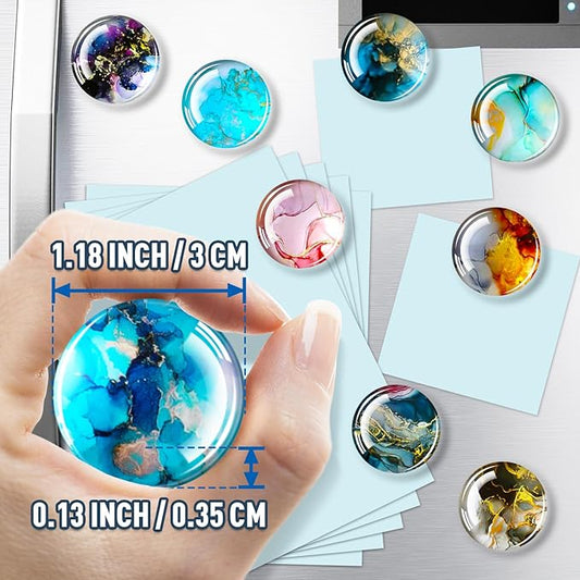 FINDMAG 12 Pcs Cute Fridge Magnet Sticker, Glass Refrigerator Magnets, Strong Magnets for Whiteboard, Classroom, Kitchen, Office, Home, Cabinet, and Photos