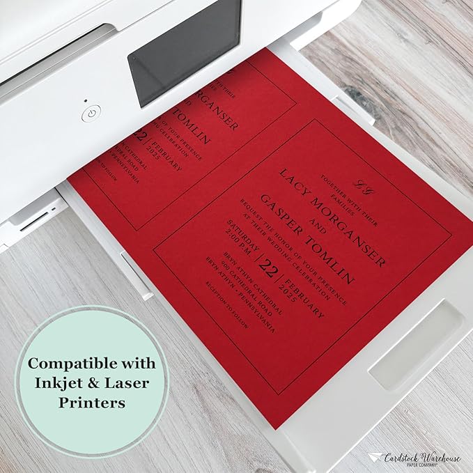 Cardstock Warehouse Pop-Tone Wild Cherry Red Cardstock Paper - 25 Sheets, 8.5 x 11" - 100 lb / 270 GSM Premium Red Card Stock for Die-cutting, Crafts, Printing, Card Making and DIY Projects