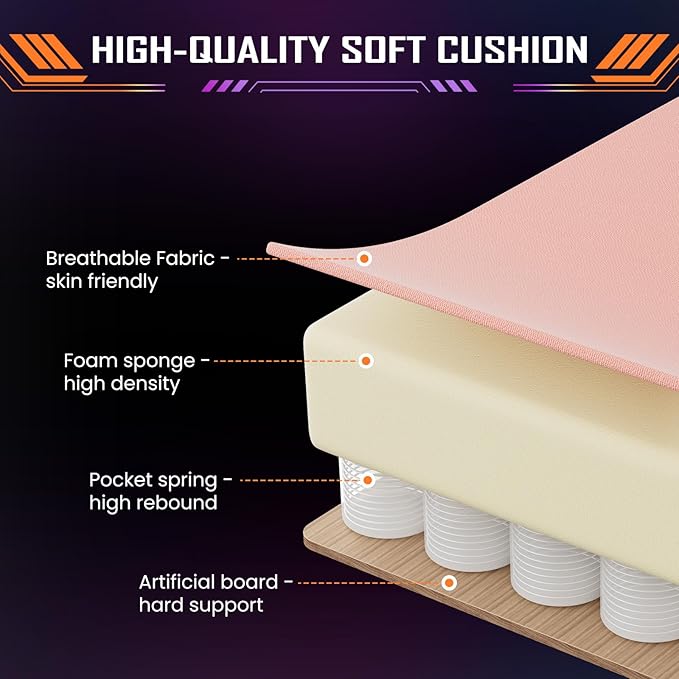 Sweetcrispy Computer Gaming Chair - High Back Ergonomic Desk Chair with Footrest and Lumbar Support, Height Adjustable Task Chair with Linkage Armrests and Headrest, 360° Swivel Wheels, Pink