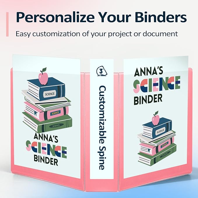 Sooez BinderX Extra Durable 3 Ring Binder, Holds 670 Sheets of 8.5x11 Paper, Customizable View Cover with Inside Pocket, Heavy Duty Binder for School, Light Green