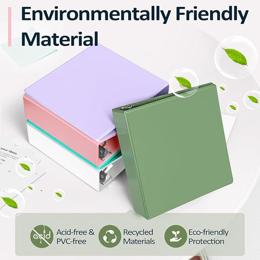 Sooez BinderX Extra Durable 2 Pack 3 Inch 3 Ring Binder, D-Ring Large Binder, Each Holds 670 Sheets of 8.5x11 Paper, Customizable View Cover with Inside Pocket