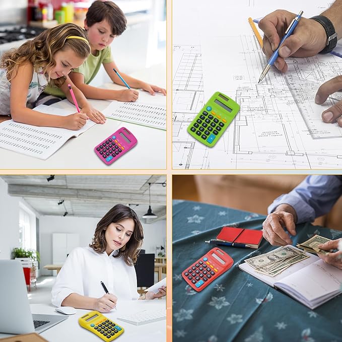 18 Pieces Pocket Calculators,Pocket Mini Calculators,8 Digit Display Basic Calculator,Solar Battery Dual Power Function Calculator for Students Kids Home Office (Multicolor, 18 Pieces)