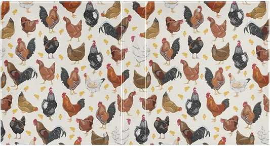 Retro Chickens Decorative 3 Ring Binder 2 Inch Large View Binders with Pockets File Organizer for Office College School, 1Pack