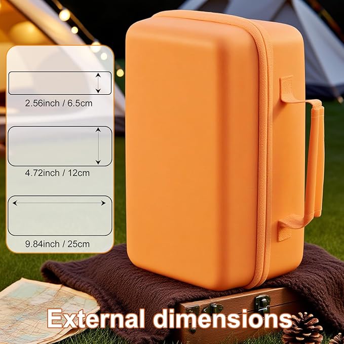 EVA Hard Storage Carrying Case Compatible with Liene M100 M200 4x6'' Photo Printer Extra Space for Charger, Photo Paper, Memory Card and Battery, Orange (Case Only)