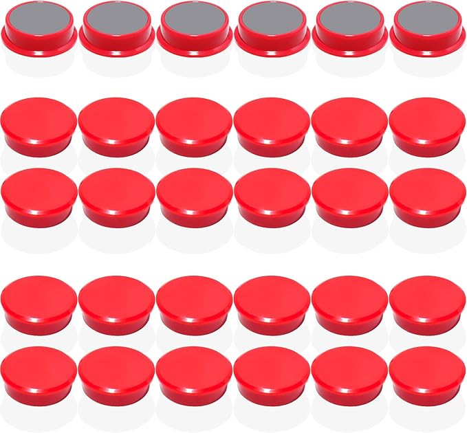 Fridge Magnets, 30 PCS Magnet Refrigerator Magnets Small Magnets for Whiteboard, Round Strong Magnets Heavy Duty Magnets Cute Mini Whiteboard Magnets for Fridge Locker Classroom Office (Red)