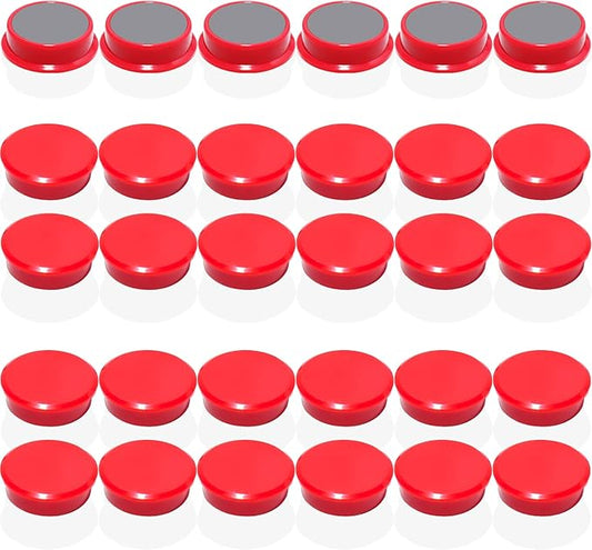 Fridge Magnets, 30 PCS Magnet Refrigerator Magnets Small Magnets for Whiteboard, Round Strong Magnets Heavy Duty Magnets Cute Mini Whiteboard Magnets for Fridge Locker Classroom Office (Red)