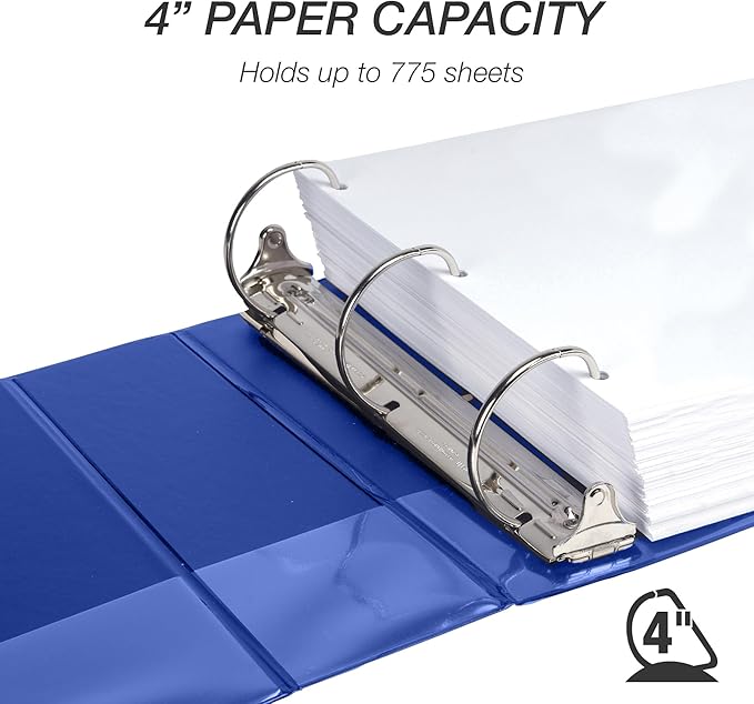 Samsill Durable 2 Inch Binder, Made in The USA, D Ring Binder, Customizable Clear View Cover, Blueberry, Holds 475 Pages