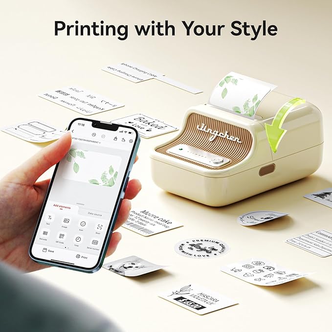 NIIMBOT B21 Label Maker, Portable Bluetooth Label Printer for Small Business, Sticker Maker with Tape for Gift Barcode, Clothing, Retail, Bakery, Mailing, Candles, Jewelry, Craft Organizing,White