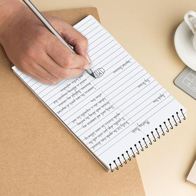 24 Pack Spiral Steno Pads, 6 x 9, Gregg Rule, Black Steno Pad, Top Spiral Notebook, Long Lasting - 80 Sheets (160 Pages), Bulk Steno Notebook for Business, Top Spiral Steno Book for Office