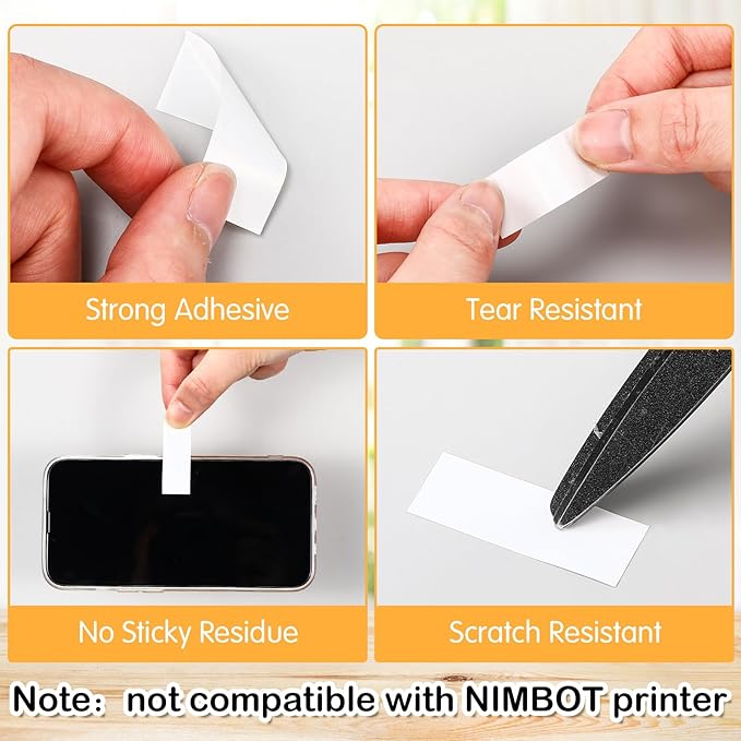 1600 Pcs Label Tapes 15 x 40 mm Laminated Stickers Replacement Compatible with D30 Portable Thermal Label Paper Printer Tapes Refill for Office 160 Pcs/roll (White)