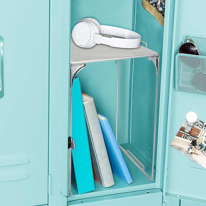 Locker Organizer Shelf Stackable Extra Locker Shelf for School Locker Organizer Storage Cabinet Accessories Suitable for School, Office, and Home use (1, Grey)