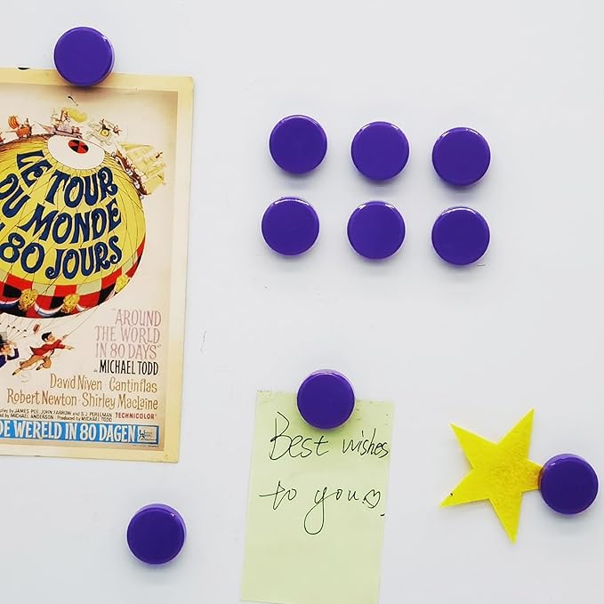 ZDZBLX 30 Pack Strong Fridge Magnets, Heavy Duty Round Refrigerator Magnets, Small Whiteboard Magnets for Fridge, Locker, Crafts, Kitchen, Office, Classroom, Mini Cute Magnet for Home School (Purple)