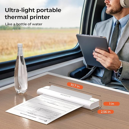 MUNBYN Portable Printers Wireless for Travel ITP02, Portable Printer Bluetooth, Support 8.5"x11" & A4 Thermal Paper, Compatible with Android, iOS & Laptop, Small Printer for Office, School(White)